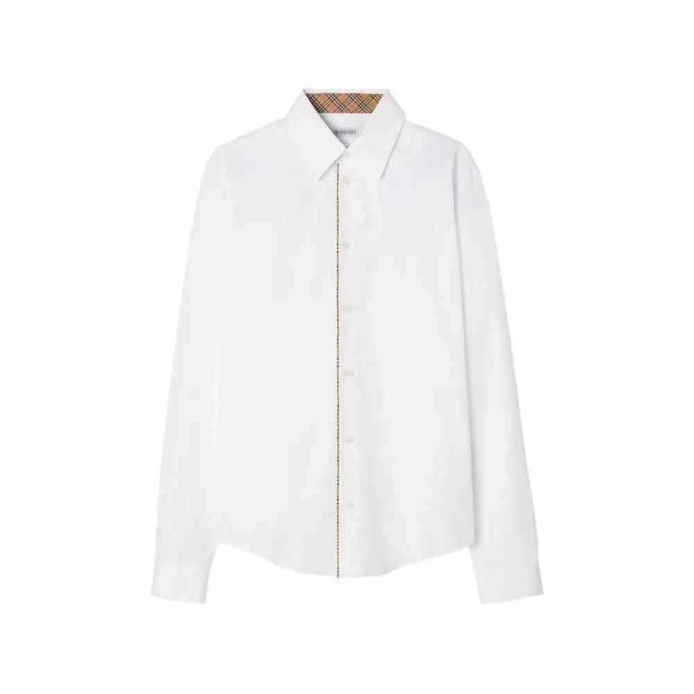 burberry white dress shirt Burberry Classic Fit Check Piping Cotton Poplin Shirt , Size: XL